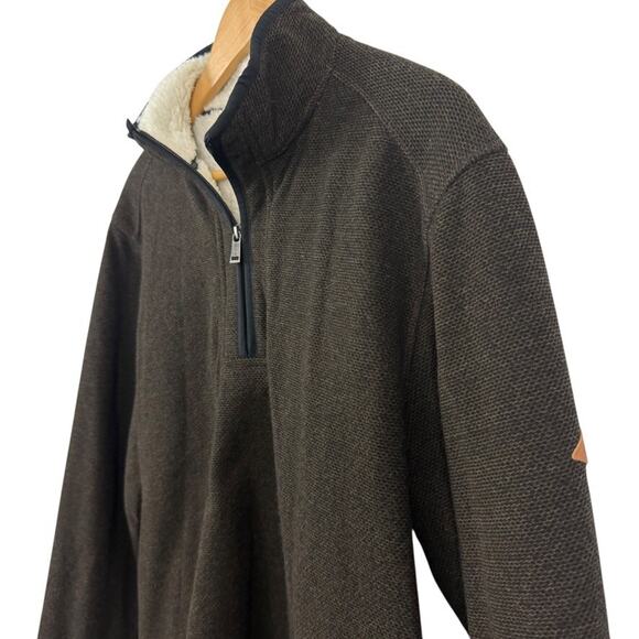 Orvis Sherpa Lined 1/4 Zip Long Sleeve Brown Pullover Sweater Sweatshirt sz L - Picture 10 of 16